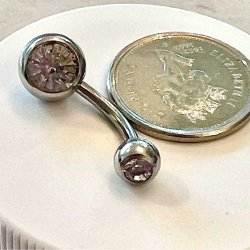 Surgical Stainless Steel belly ring w/ cz stones
